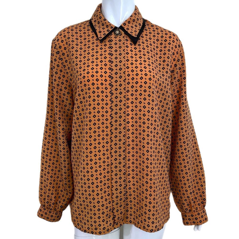 Vintage 80's Printed Button Up Blouse